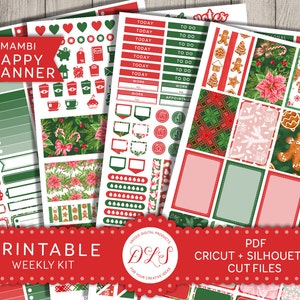Christmas Planner Stickers, Printable Planner Stickers, Weekly Stickers Kit, Winter Planner Stickers, December Mambi, Digital Stickers HP111