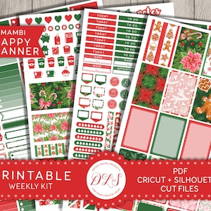 Kerst Planner Stickers, afdrukbare Planner Stickers, wekelijks Stickers Kit, Winter Planner Stickers, December Mambi, digitale Stickers HP111