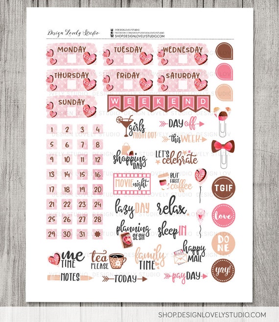 Scrapbook Stickers Love Valentines Day Printable Planner Stickers ...