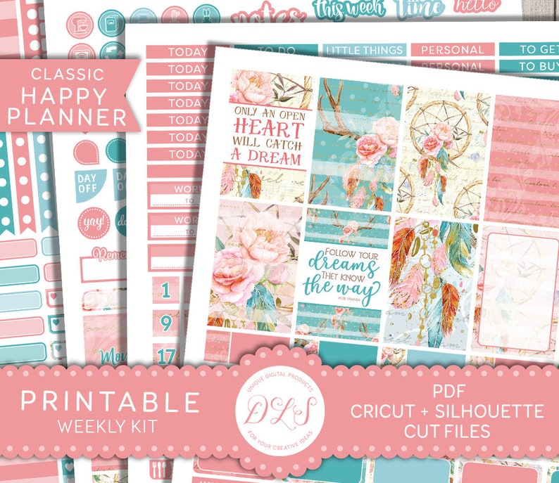 Printable Happy Planner Stickers Dreamcatcher Planner - Etsy