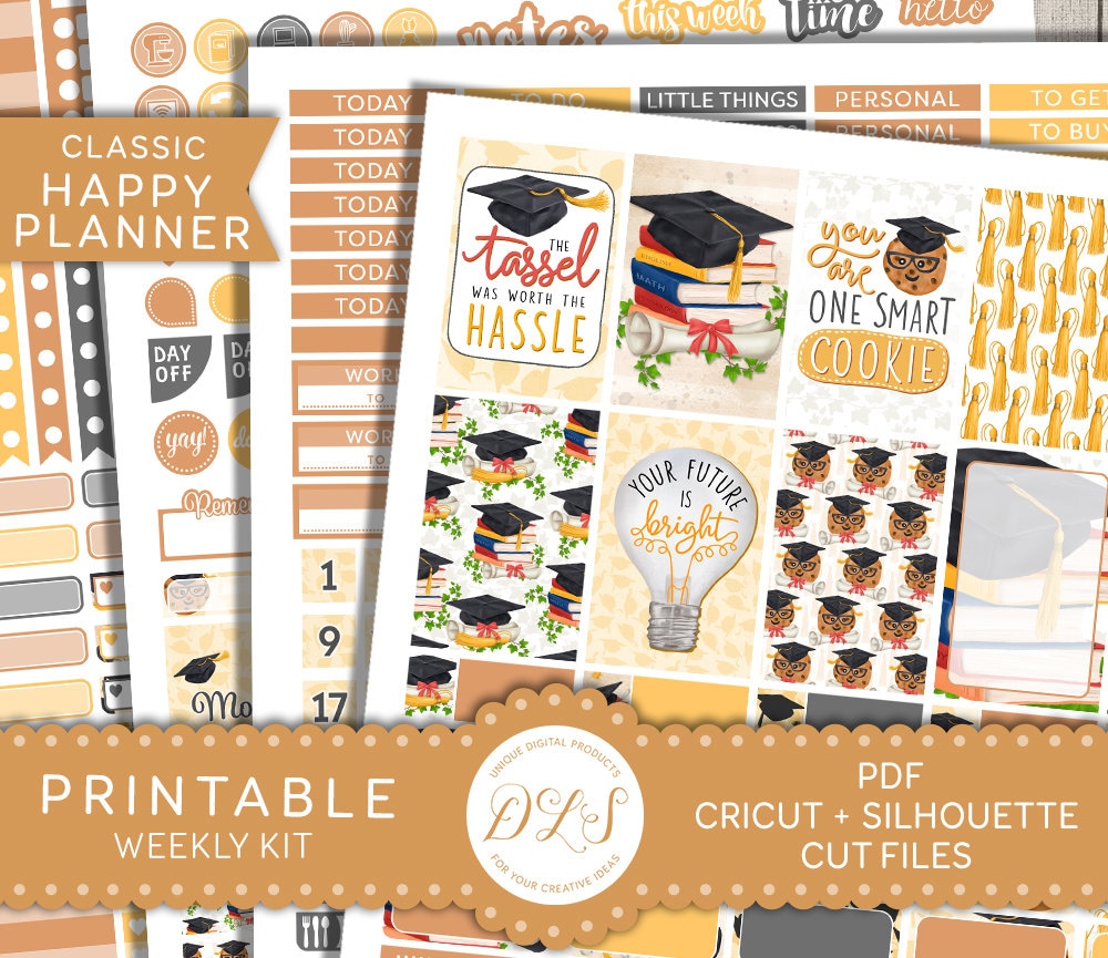 Planner Kit Stickers Gold and Black Foil Printable Planner 
