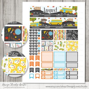 Back to School Planner Stickers Kit, August Monthly Kit for Erin ...