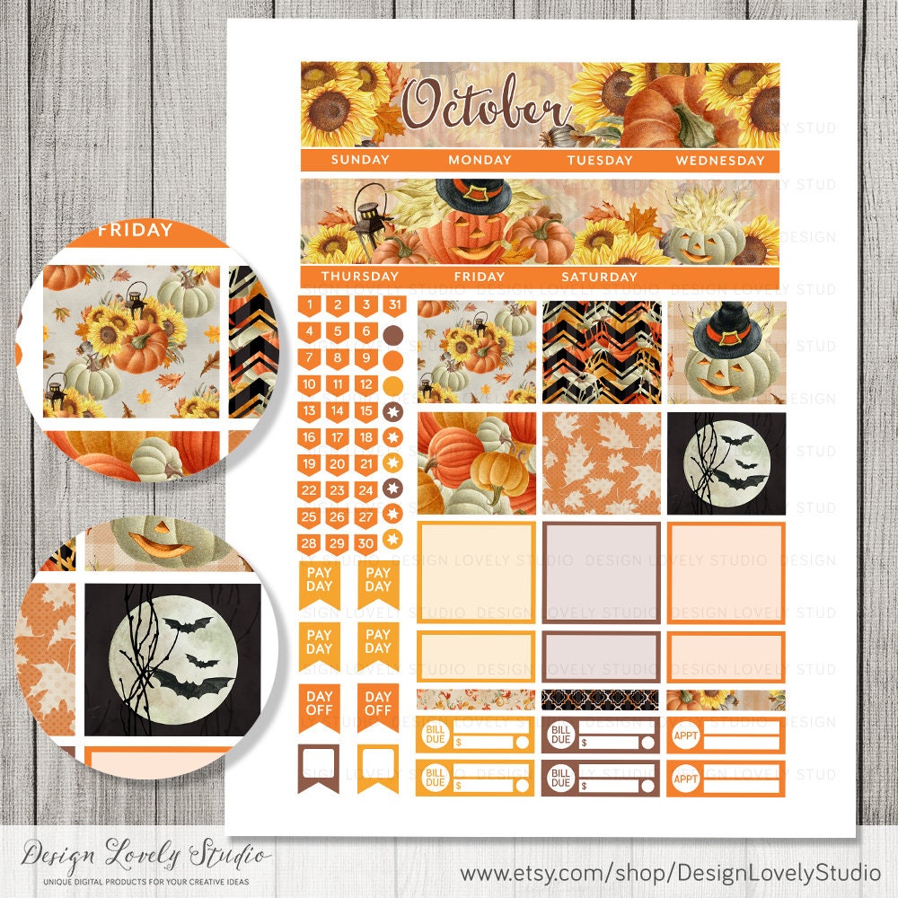 OCTOBER Monthly Kit for Erin Condren Life Planner, Printable October ...