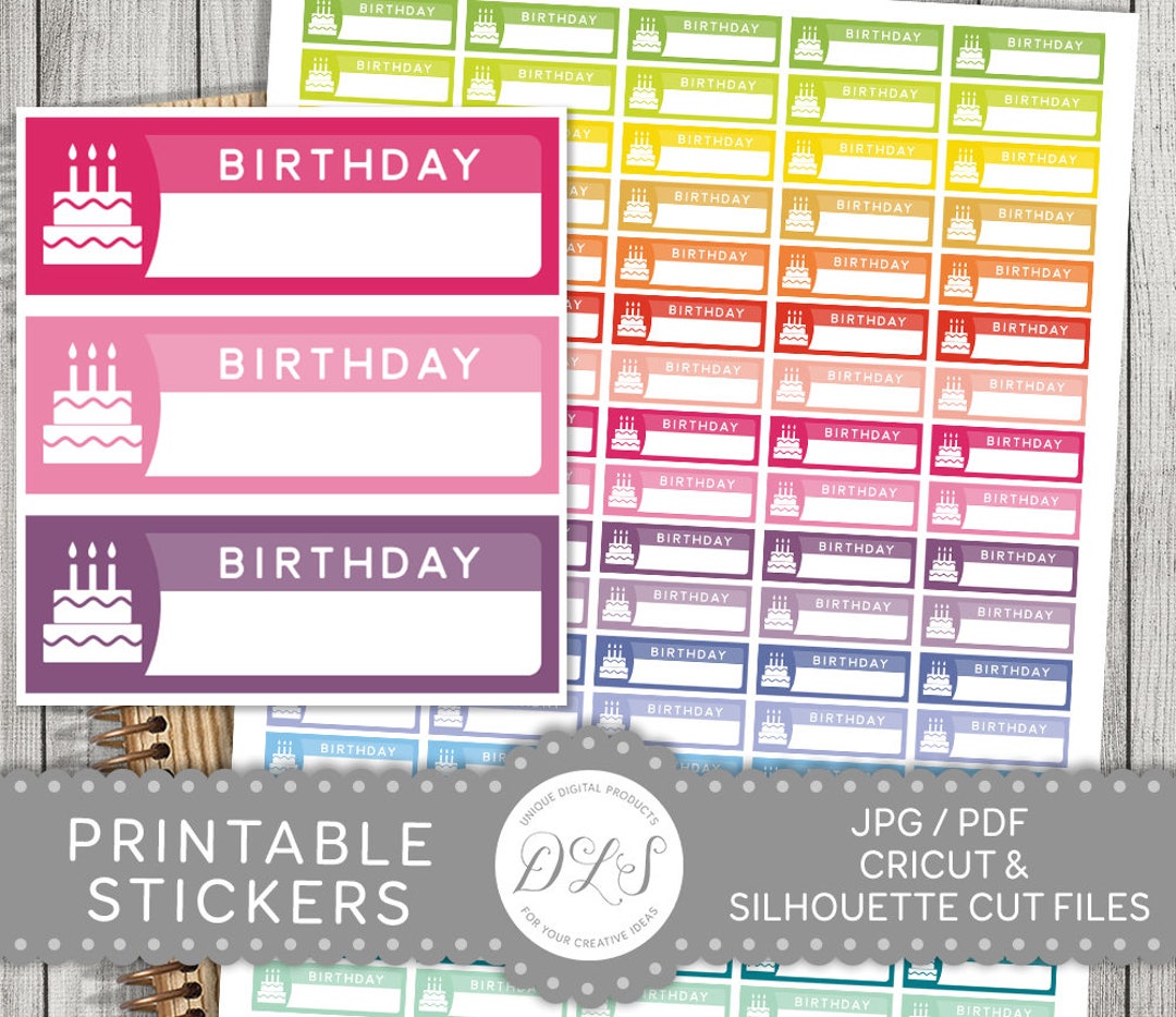 Birthday Planner Stickers, Printable Birthday Planner Stickers ...