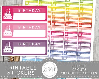 Birthday Planner Stickers, Printable Birthday Planner Stickers, Birthday Box Stickers, Birthday Reminder Stickers, Birthday Stickers, FS125