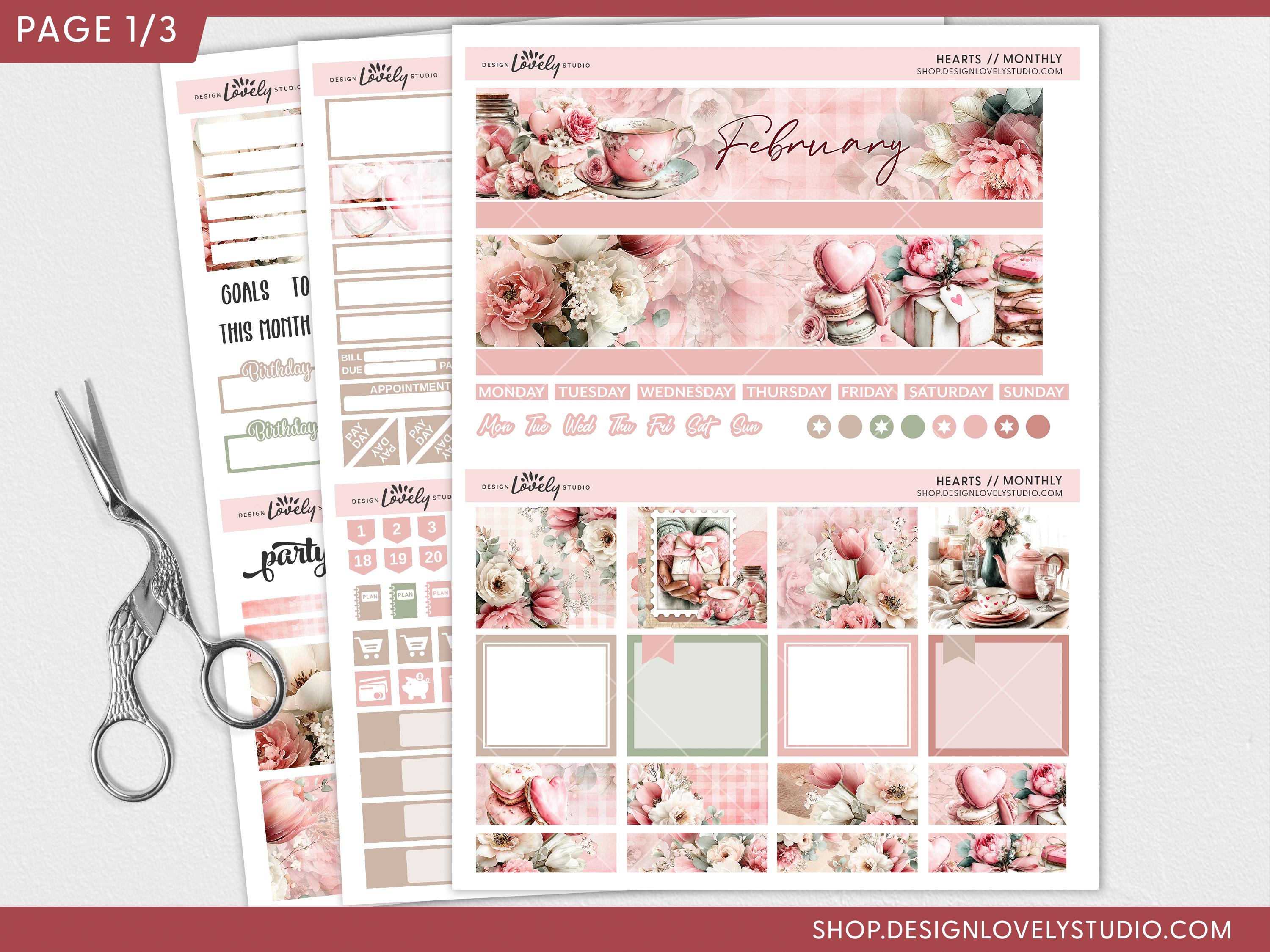 Love & Cookies Printable Planner Stickers, February Monthly Planner Kit ...