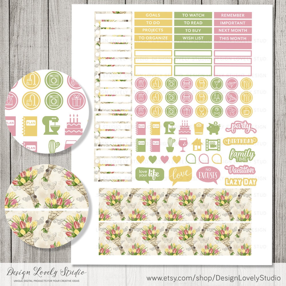 APRIL Monthly Planner Stickers Printable April Monthly Kit - Etsy