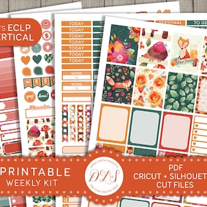 Fall Planner Stickers, Autumn Planner Stickers, EC Planner Stickers, Weekly Planner Printable, Vertical Planner Stickers, Cut Files, VS134