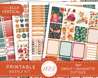 Fall Planner Stickers, Autumn Planner Stickers, EC Planner Stickers, Weekly Planner Printable, Vertical Planner Stickers, Cut Files, VS134