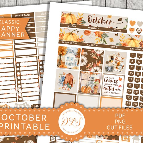 OCTOBER Planner Stickers Printable Happy Planner Stickers - Etsy