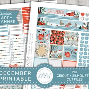 Afdrukbare December Stickers Kit, Happy Planner December Maandelijkse Kit, Kerst Planner Afdrukbaar, Kerst Planner Kit, Cut File, HPMV149