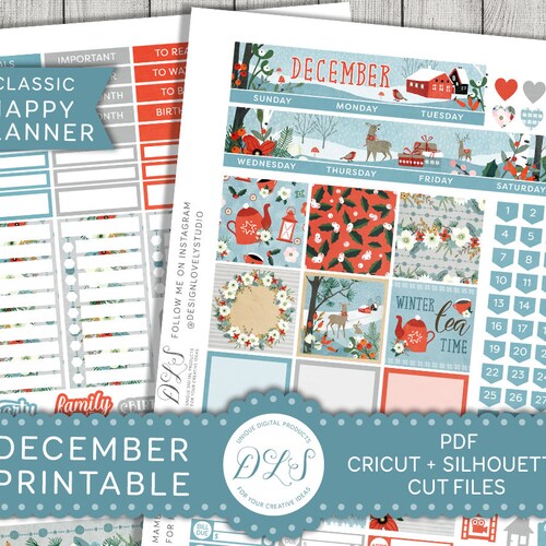 DECEMBER Printable Planner Stickers Happy Planner Stickers - Etsy