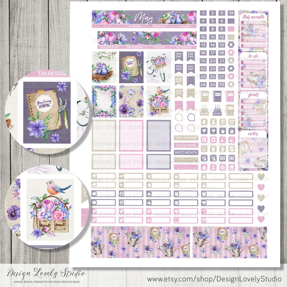 MAY Monthly Sticker Kit, May Planner Stickers, Mini Happy Planner ...