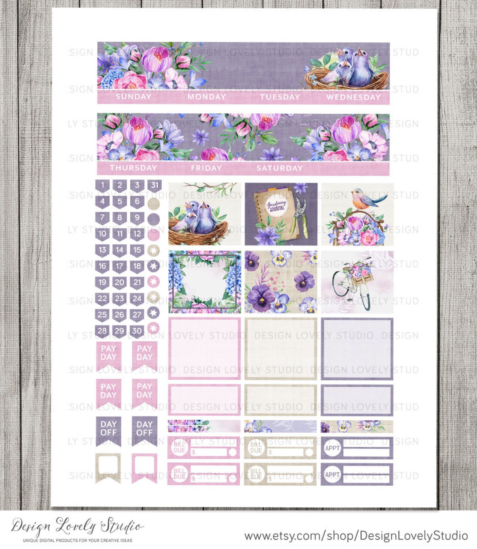 Erin Condren Monthly Kit Spring Planner Printables Monthly - Etsy Hong Kong