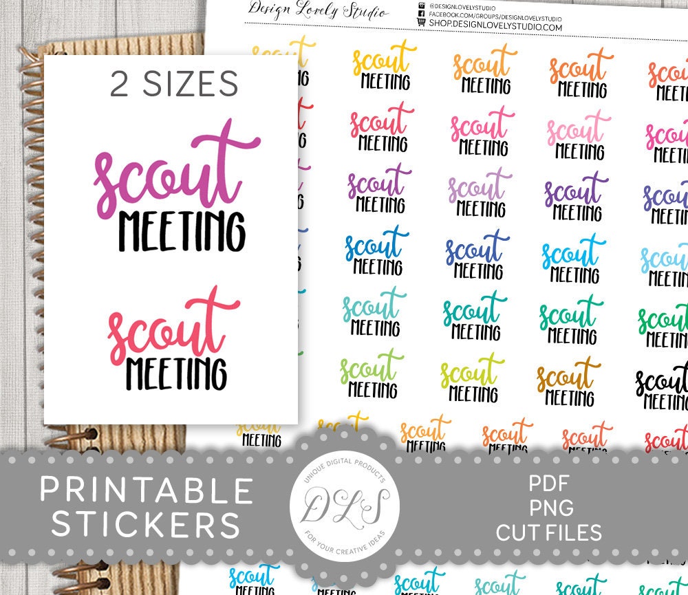 Scout Guide Sticker SCOUT MEETING Printable Planner Stickers Girl Scout Planner - Etsy