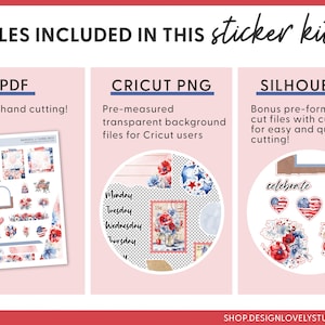 Patriotic Journaling Sticker Kit, 4th of July, Deco Stickers, Planner ...