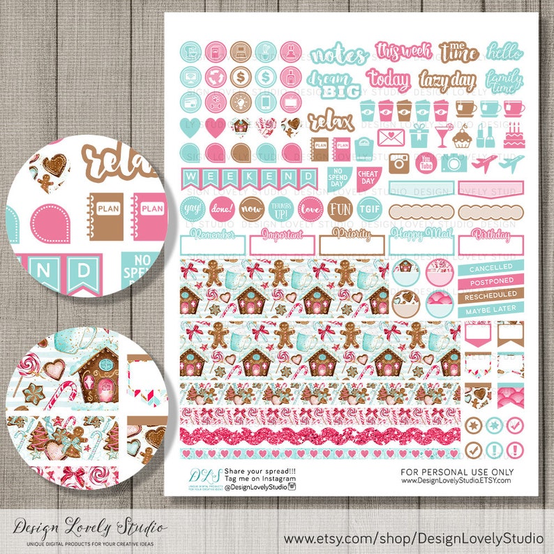 Printable CHRISTMAS Planner Stickers Kit, for Erin Condren Vertical ...