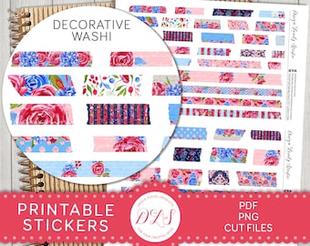 Digital Washi Tape, Printable Washi Strips, Goodnotes Stickes, Floral Planner Stickers, Printable Washi Tape Stickers, Cut Files, DS189