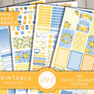 Mambi Printable Stickers, Happy Planner Weekly Kit, Floral Planner Stickers, Spring Planner, Spring Stickers, Happy Planner PDF, HP116