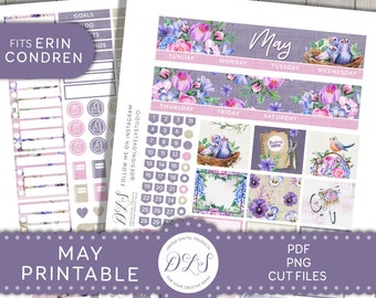 May Planner Stickers, May Monthly Printable Stickers, Erin Condren Monthly Kit, Printable Monthly Planner Stickers, Cut Files,  MV186