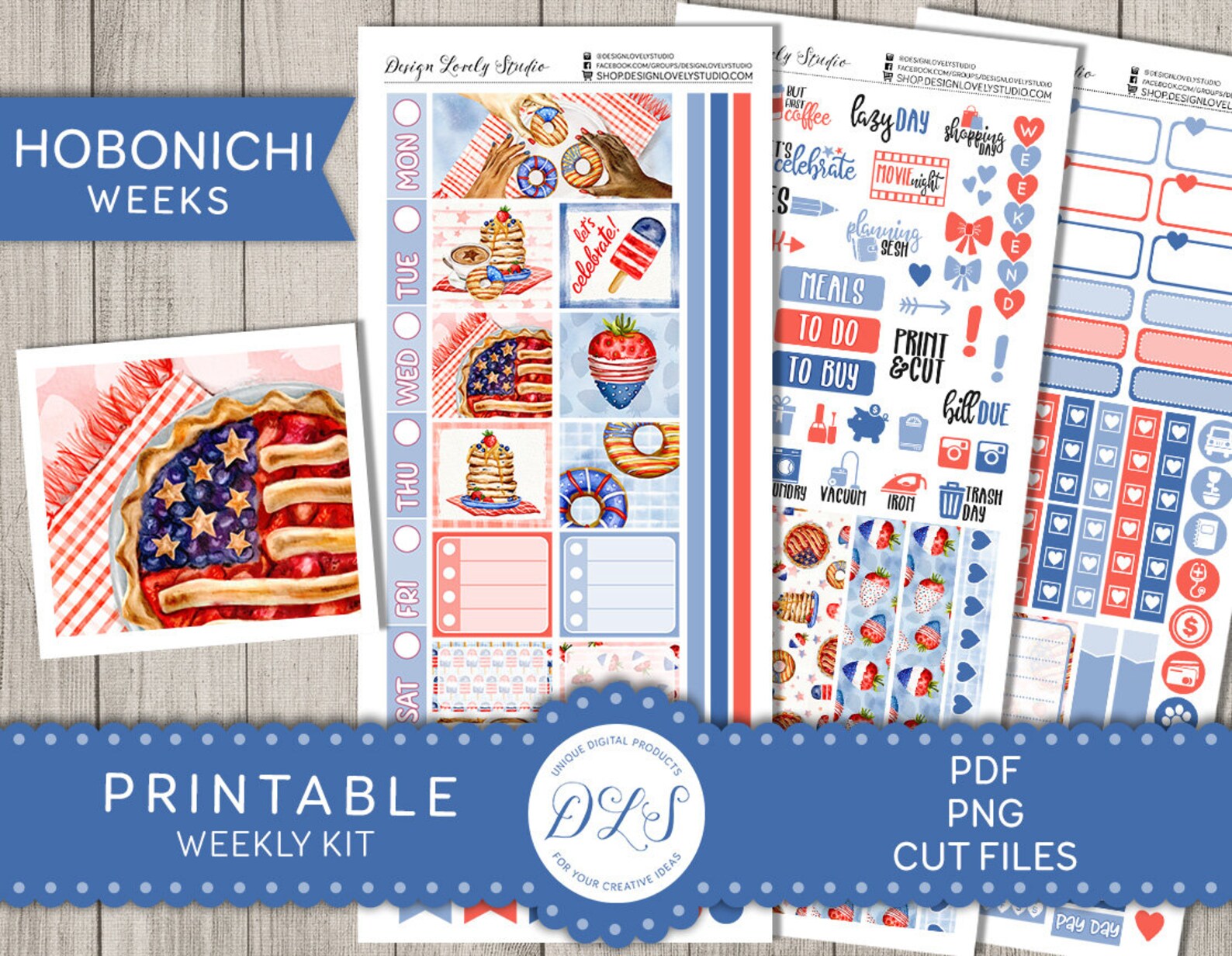 4th of July Hobonichi Weeks Stickers, Printable Hobonichi Weeks ...
