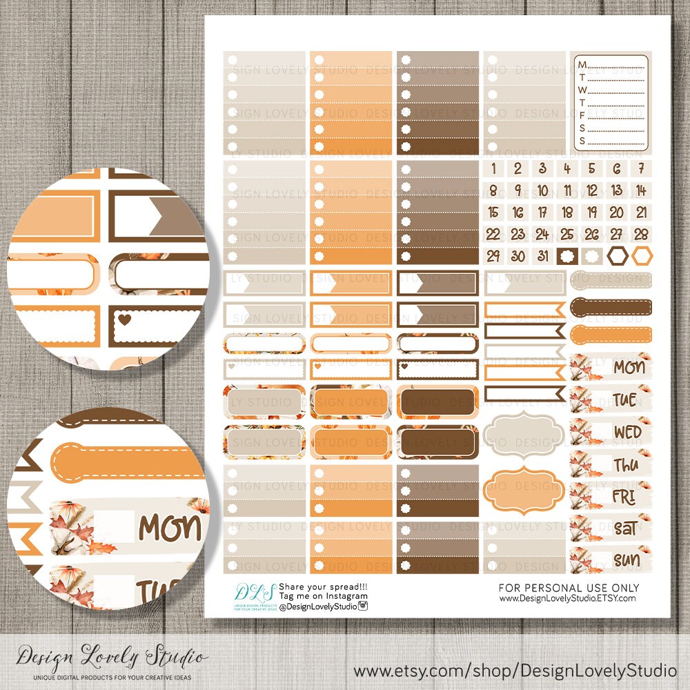 Fall Planner Stickers Printable, Printable Weekly Planner Kit, Erin ...