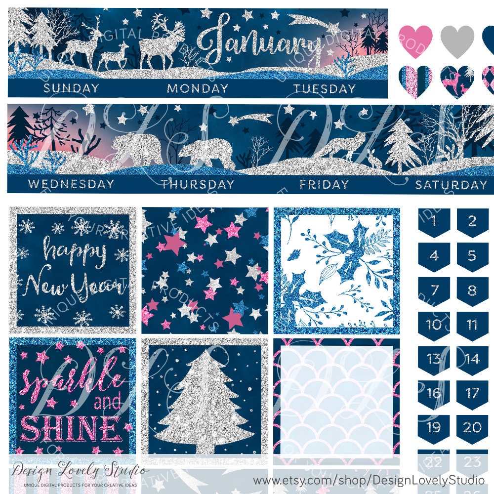 Printable January Monthly Planner Stickers Happy Planner - Etsy