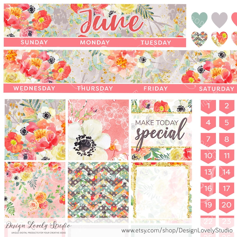 Printable JUNE Stickers Kit Happy Planner JUNE Monthly - Etsy España