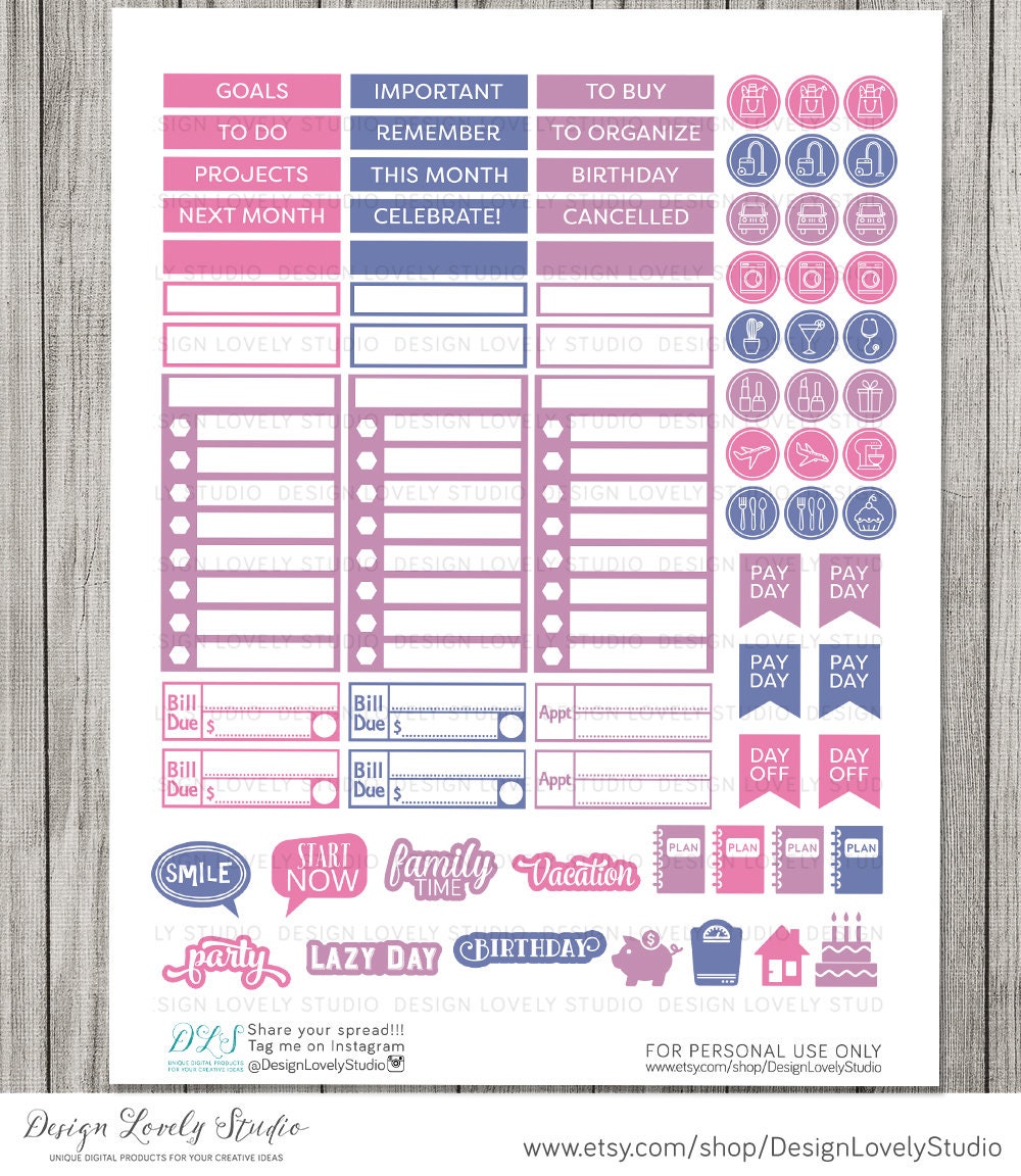 Printable Big Happy Planner Monthly Stickers Big Happy | Etsy