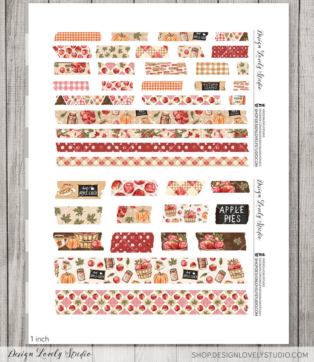 Printable Washi Tape Fall Planner Stickers Printable Washi | Etsy
