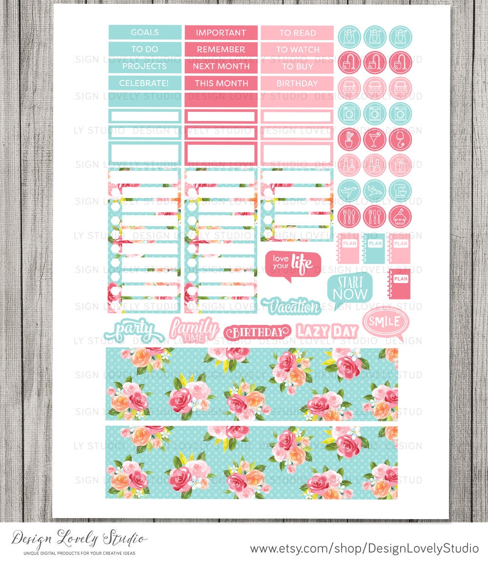 Printable SPRING Monthly Planner Stickers, Classic Happy Planner ...