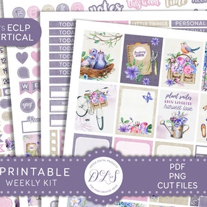 Floral Planner Stickers, Lente Wekelijkse Sticker Kit, Erin Condren Verticale Stickers, Afdrukbare Planner Stickers, Cut Files, VS196