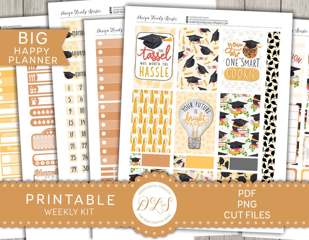 PRINTABLE Big Happy Planner Stickers Kit, Graduation Planner Stickers ...