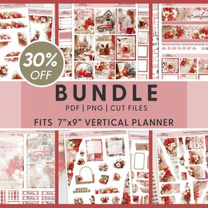 Bundel afdrukbare kerstplannerstickers, maandstickers december, winterstickers, wekelijkse stickerkit, dagboekstickers, BV129
