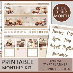 Coffee Lover Planner Stickers, Coffee Planner Stickers, Coffee Lover Monthly Kit, Printable Planner Stickers, Erin Condren, MV245
