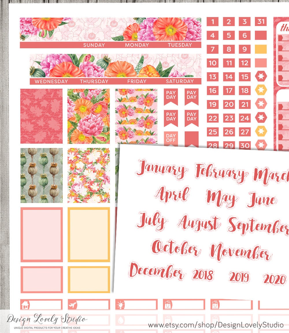 Mini Happy Planner Monthly Stickers, Mini Happy Planner Printable ...