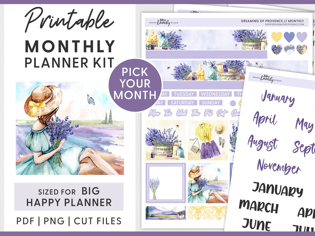 Big Happy Planner Stickers Kit, Monthly Planner Stickers, Printable ...