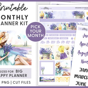 Große Happy Planner Sticker Kit, monatliche Sticker, druckbare Sticker, Monatssticker Kit, geschnittene Dateien, BM205