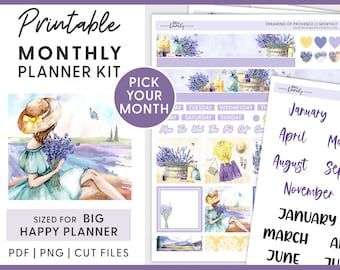 Big Happy Planner Stickers Kit, Monthly Planner Stickers, Printable Planner Stickers,  Monthly Sticker Kit, Cut Files, BM205