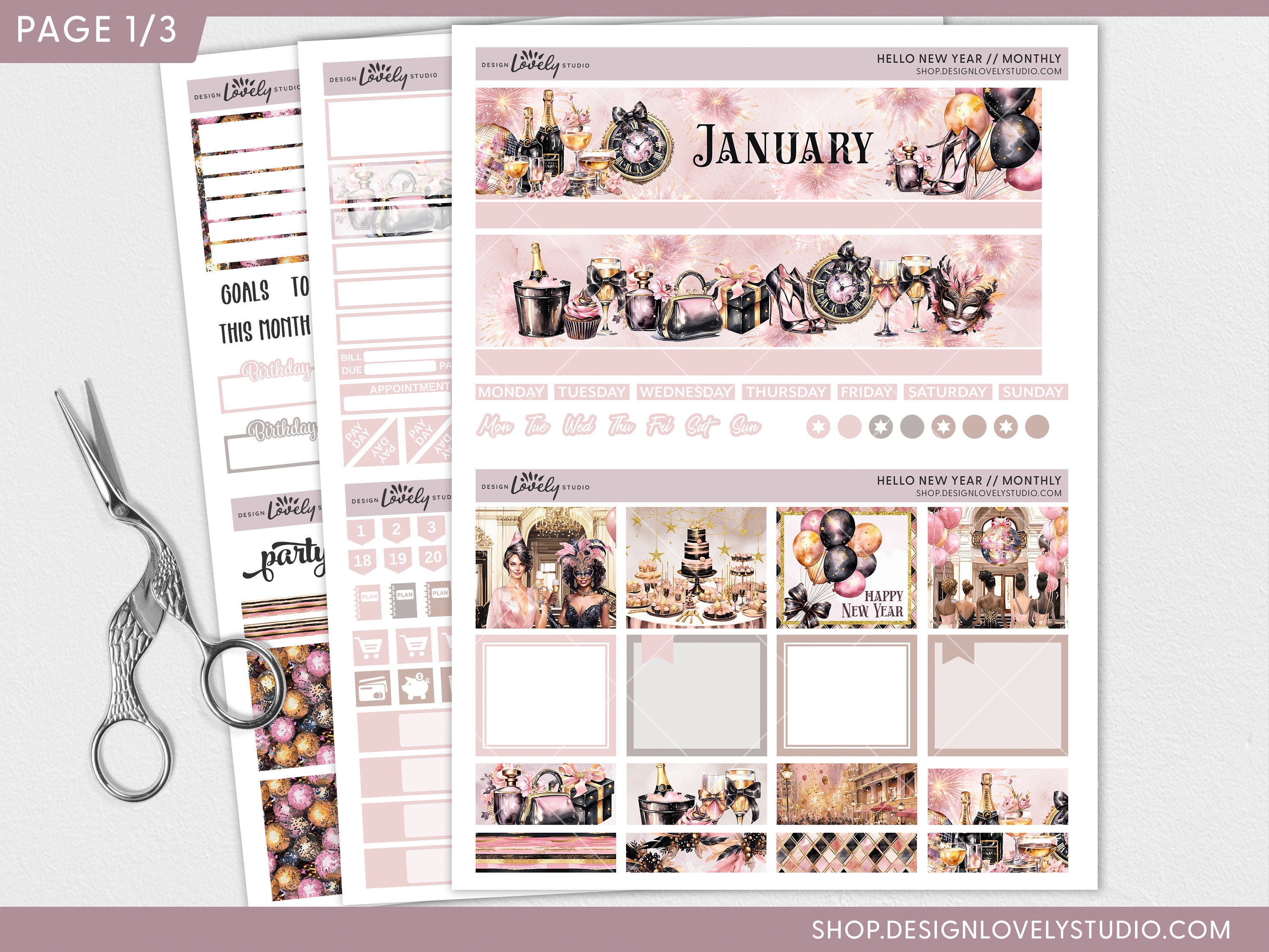 January Monthly Kit, January Planner Stickers, January Monthly Sticker ...