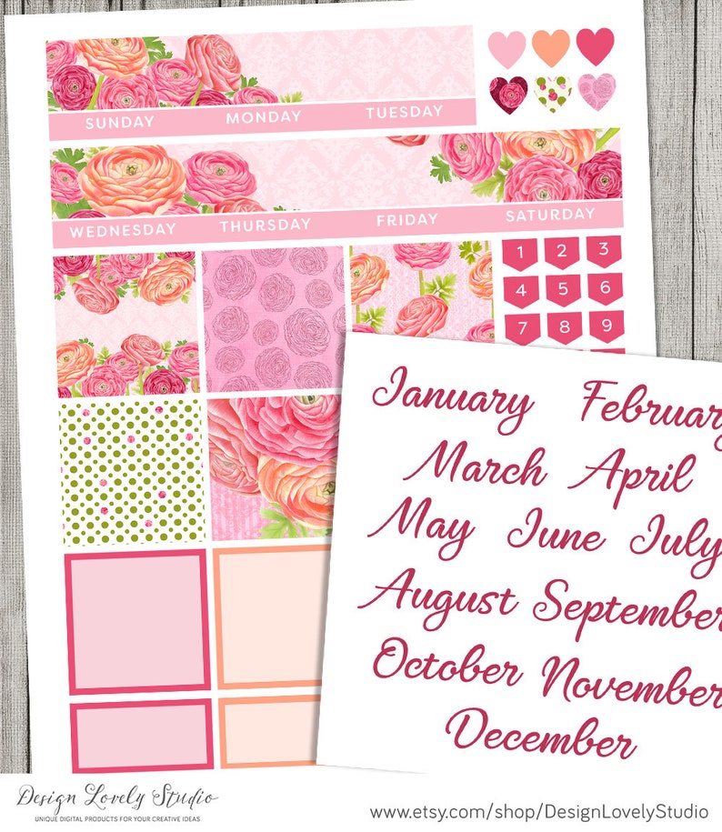 Big Happy Planner Printable Stickers, Floral Planner Stickers Printable ...