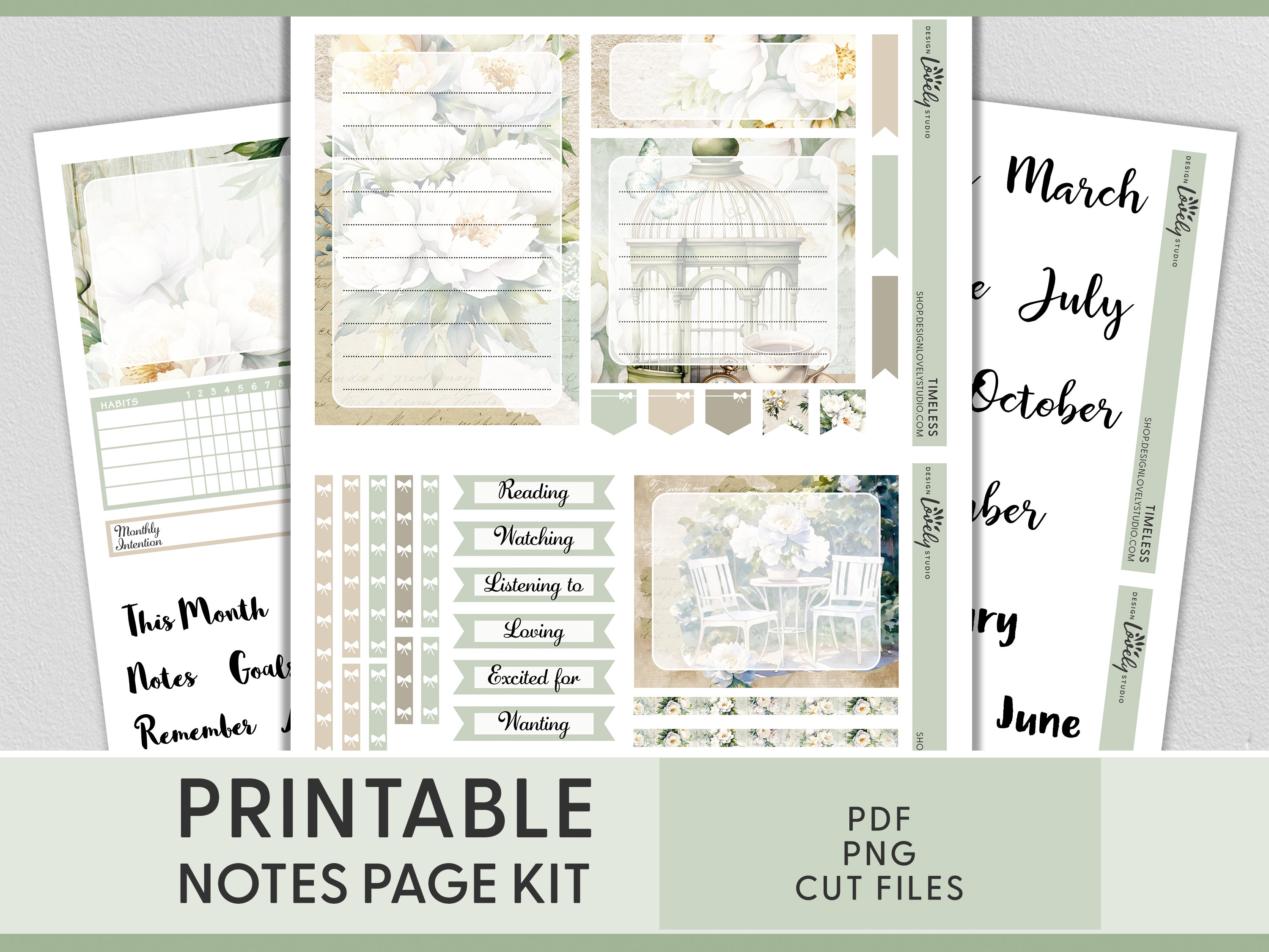 June Notes June Notes Page Kit, May Notes Page Kit, Floral Notes Page Stickers ...