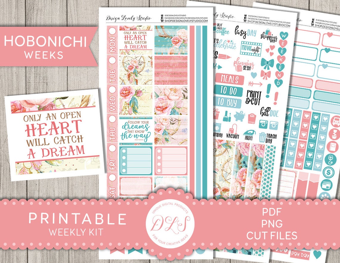 HOBONICHI Weeks Printable Stickers Kit, Dreamcatcher Planner Stickers ...