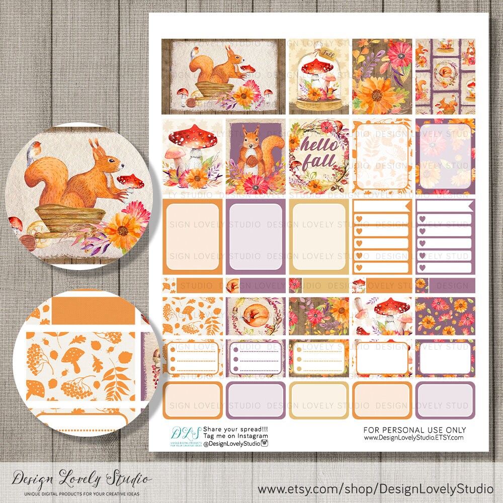 PRINTABLE Fall Planner Stickers Kit Woodland Planner - Etsy
