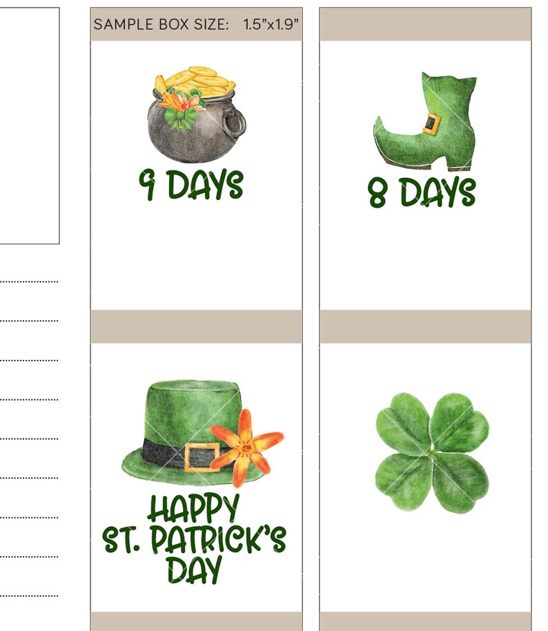 ST PATRICK'S DAY Countdown Planner Stickers Printable St Etsy