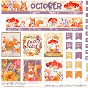 Printable OCTOBER Monthly Stickers Kit, Mini Happy Planner October Kit ...