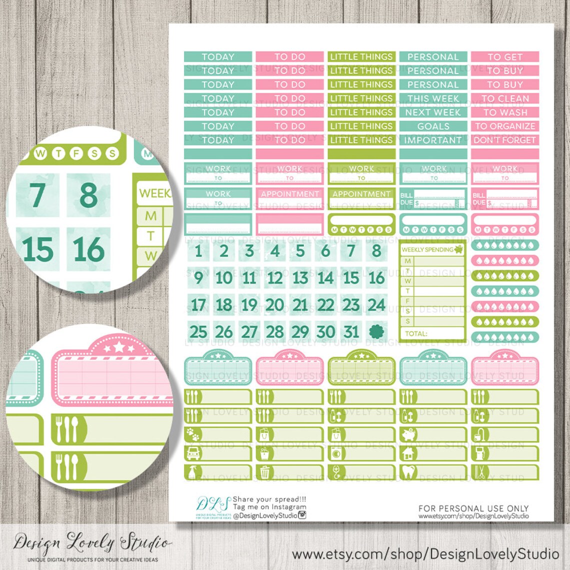 Weekly Planner Printable Stickers Happy Planner Weekly | Etsy