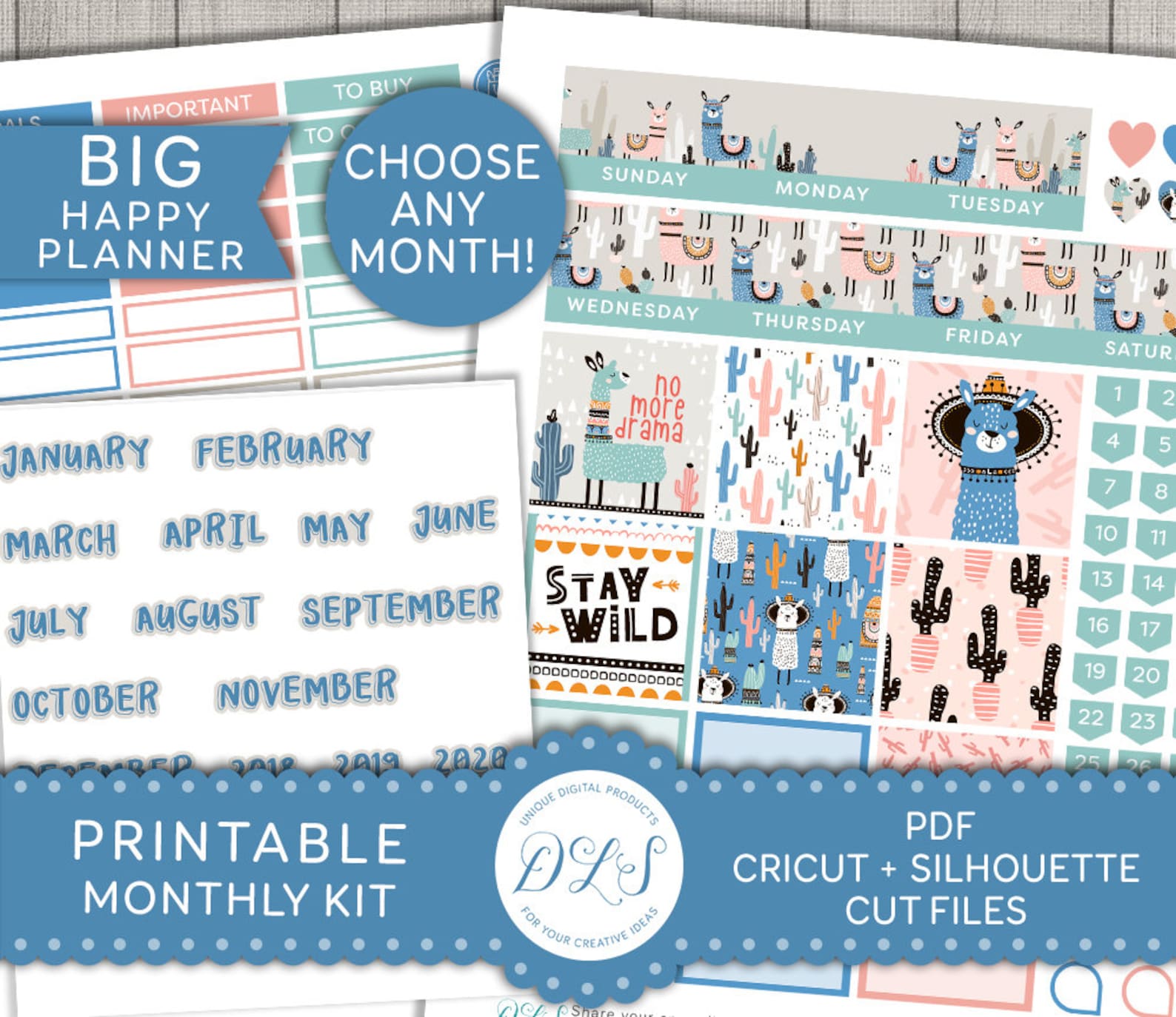Printable Big Happy Planner Monthly Stickers Big Happy - Etsy