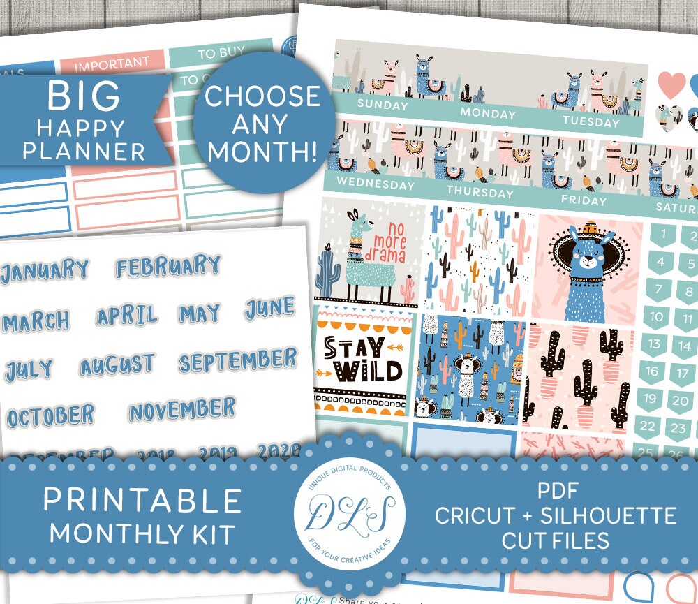 Printable Big Happy Planner Monthly Stickers, Big Happy Planner Kit ...
