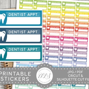 Dentist Stickers, Dentist Planner Stickers, Dentist Appointment Stickers, Printable Dentist Stickers, Dentist Reminder Stickers, FS121
